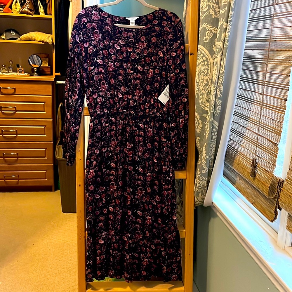 Midi Dress in black and plum